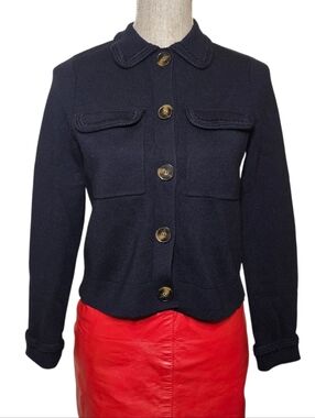 Sezane Betty Cardigan in Navy - Women's XXS - Coastal Grandma Paris Quiet Luxury